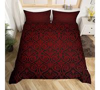 Red Black Ombre Gothic Bedding Set Super King For Boys Vintage Goth Floral Damask Duvet Cover Antique Victorian Baroque Comforter Cover Hotel Luxury Bed Cover Bohemian Exotic Bedroom Decor
