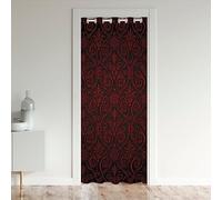 Red Black Ombre Gothic Blackout Curtain for Boys, Vintage Goth Floral Damask Door Curtain Antique Victorian Baroque Doorway Curtain Bohemian Exotic Door Drape, 1 Panel, 34"W X 80"L