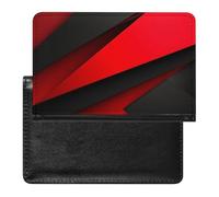 Red Black Passport Holder with 3 Card Slots, Portable PU Leather Travel Wallet, Slim Protective Cover for Passport, ID, Credit Cards