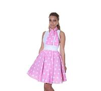 Red,Black,Pink Polka Dot Skirt Ladies Fancy Dress Rock Roll 50s Womens Adult 1950s Costume (22 Inch) (Large/X-Large, Pink White)