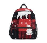 Red Black Plaid White Bear Backpack for Toddler Boys Girls Kids School Backpacks Preschool Backpack for Girls, Red Black Plaid White Bear, M, Cute Backpacks