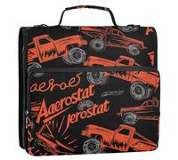 Red Black Racing Cars 1.5-Inch 3-Rings Office Binder Organizer with Handle Multiple Pockets Portfolio Binder for School and Office Clip de cremallera resistente