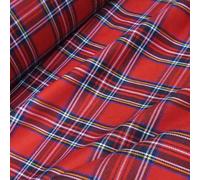 Red & Black Royal Stewart Poly-Viscose Tartan Fabric (Per Metre)