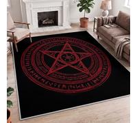 Red Black, Rug Tropical Monstera Bamboo Leaf, Rugs Living Room Washable Area Large Rug 240x300cm (8x10ft) Low Pile Carpet Gothic Rock, Dining Room Bedroom Kitchen Hall Lounge Office