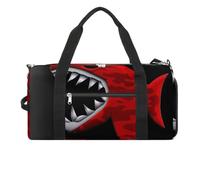 Red-black Shark Gym Bag for Men Women, Waterproof Gym Tote Bags, Large Duffel Bag for Travel Workout