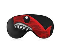 Red-Black Shark Sleep Mask with Adjustable Strap, Breathable Sleep Masks for Women Men, Soft Eye Mask for Side Sleepers, Travel, Office Nap, Airplane & Blocking Light