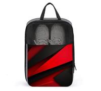Red Black Shoe Bag Waterproof & Breathable Shoe Pouch for Travel, Portable Carry Case for Sports Sneakers, Gym, Vacation
