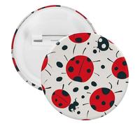 Red Black Spotted Ladybug Badge Metal Round Pins, Lightweight Brooch for Backpack, Fashion Button Pins Badge for Shirts, Jackets, Shawl Coat, Unisex, 5PCS, Tinplate, metal round pins