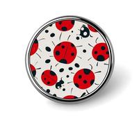 Red Black Spotted Ladybug Badges Circle with Button Design, Personalized Picture Pin Brooches, Round Badge Holders for Decorate Hat Shirt Clothing Bag Accessories
