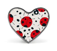 Red Black Spotted Ladybug Badges Heart with Button Design, Personalized Picture Pin Brooches, Heart Badge Holders for Decorate Hat Shirt Clothing Bag Accessories