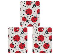 Red Black Spotted Ladybug Car Air Freshener, 3 Pcs Square Hanging Air Freshener Cards, Long Lasting Fragrance Scented Cards for Car, Home, Office Gray-style