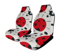 Red Black Spotted Ladybug Car Seat Covers Universal, 2PCS Carseat Protector - Stretchable Fabric, Anti-Slip Elastic Car Seat Protector for Cars, SUV, Trucks