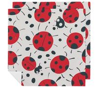 Red Black Spotted Ladybug Cloth Napkin for Restaurant, Reusable Cloth Napkins for Hotel, Washable Square Table Napkins 2 PCS for Kitchen, Soft Dinner Napkin for Wedding, Party