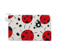 Red Black Spotted Ladybug Coin Purses with Zipper, Personalized Zero Wallet for Shopping, Small Makeup Pouches Bag for Travel, Card Organizer Case, Portable Canvas Change Purses