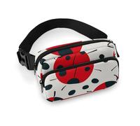 Red Black Spotted Ladybug Fanny Pack with Multiple Pockets, Personalized Waist Bag with Zipper, Multifunctional Bum Bags for Travel, Belt Bag with Adjustable Strap, Crossbody Bags
