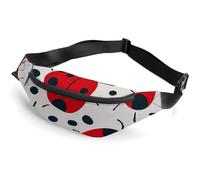 Red Black Spotted Ladybug Fanny Packs with Zipper, Personalized Waist Bags with Multiple Pockets, Adjustable Sling Bag for Travel, Waterproof Belt Bag, Crossbody Bags for Unisex