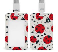 Red Black Spotted Ladybug ID Badge Holder Retractable with Breakaway Lanyard, Waterproof Bank Card Clips, Badges Name Tags Vertical Card Protector Case, for Worker Nurse