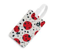 Red Black Spotted Ladybug Luggage Tag for Travel, TPU Baggage Tags with Information Card, Personalized Suitcase Tags for Flying, Multifunctional Bag Tags for Business, Gift White