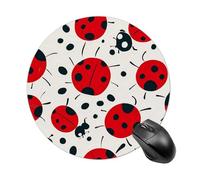 Red Black Spotted Ladybug Round Mouse Pad 7.8 Inch - Non-Slip Rubber Base Mouse Mat Portable Ergonomic Desk Mat for Office, Laptop, Travel, Wireless Mice Mats - Waterproof & Durable Design