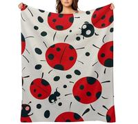 Red Black Spotted Ladybug Throw Blanket for Couch, Fluffy Fuzzy Blankets for Women Men, Cozy Soft Bed Blankets for Bedroom, Warm Lightweight Throw Blanket for Travel, Camping 40"x50"