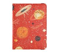 Red-black Starry Planet Leather Passport Cover with RFID Blocking Wallet Combo Waterproof
