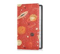 Red-Black Starry Planet Premium Leather Car Registration & Insurance Card Holder Prefect Car Essentials Wallet for ID, Driver's License, Key Contact Information Cards