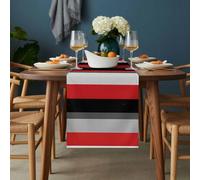 Red Black Table Runner 13x70 inch Grey Stripes Abstract Modern Geometric Stripe Cotton Linen Dining Table Runner Ideal for Dresser Kitchen Coffee Tables - Machine Washable