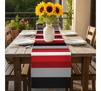 Red Black Table Runner 13x72 inch Grey Stripes Abstract Modern Mexican Style Stripe Cotton Linen Dining Table Runner Ideal for Dresser Kitchen Coffee Tables - Machine Washable