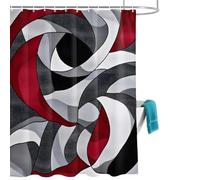 Red Black Twist Art Shower Curtain for Bathroom, Abstract Modern Waterproof Cloth Fabric Bathroom Accessories Set with 12 Rust Proof Plastic Hooks, 60” x 72”