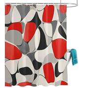 Red Black Visual Arts Shower Curtain for Bathroom, Abstract Modern Art Waterproof Cloth Fabric Bathroom Accessories Set with 12 Rust Proof Plastic Hooks, 60” x 72”