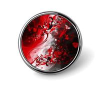 Red Black White Abstract Badges Pin, Personalized Exquisite Round Badge, 1 Inch Button Pins for Women And Men, Decorative Metal Round Brooch for Clothing, Backpacks, And Hats