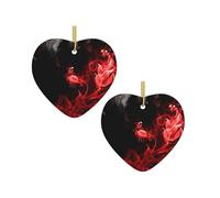Red Black White Abstract Christmas Tree Ceramic Hanging Bauble Personalised Xmas Baubles Cute Christmas Ornaments Gifts For Kids Family Friends