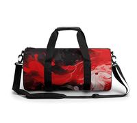 Red Black White Abstract Gym Bag for Men Women, Sturdy Oxford Cloth Travel Bags with Removable Shoulder Strap, Waterproof Duffel Bag for Fitness, Travel, Yoga