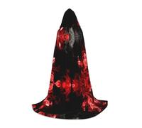 Red Black White Abstract Hooded Cape For Teenagers, Unisex Cloak Robe Hooded Halloween Costume Satin Witches Vampire Cloak Fancy Dress Up Children