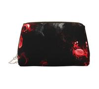 Red Black White Abstract Leather Makeup Bag for Travel, Portable Cosmetic Organizer, Make Up Bag with Zipper