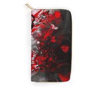 Red Black White Abstract Leather Wallet, Bifold Stylish Wallets, Credit Card Holder for Passport Covers, Purse Passport Bag for Men Women