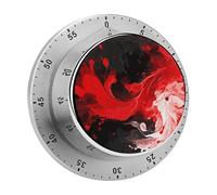 Red Black White Abstract Mechanical Kitchen Timer Manual 60 Minute Wind Up Timer, Loud Timers for Hard of Hearing, No Batteries Required, Countdown Timers for Cooking Classroom Gym Home