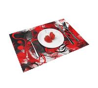 Red Black White Abstract Printed Placemats Set of 4 PCS Washable Placemat for Kitchen Table Heat-resistant Table Mats 45x30 CM