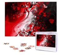 Red Black White Abstract Puzzles for Adults 1000 Pieces, Wooden Puzzle Personalized Jigsaw Puzzles from Photos, Challenging Puzzle Art Painting Home Decor Birthday Party Gift (29.5" x 19.7")