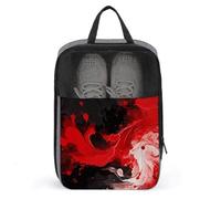 Red Black White Abstract Shoe Bag Waterproof & Breathable Shoe Pouch for Travel, Portable Carry Case for Sports Sneakers, Gym, Vacation