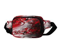 Red Black White Abstract Square Double-Layer Waist Bag with Adjustable Strap.Zipper Fanny Pack -Multi-Pockets.Chest Bag-sports Waist Bag for Hiking Jogging Running.