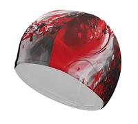 Red Black White Abstract Swim Caps for Short & Long Hair Fashion Durable High Elasticity Swimming Caps Comfortable Bathing Cap Non-Slip Breathable Swim Hats for Swimmers&Gifts