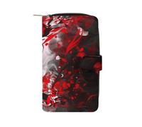 Red Black White Abstract Wallet Multifunctional Wallets for Men Compact Wallet Purse Passport Bag