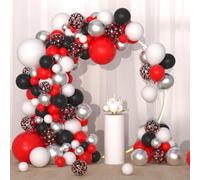 Red Black White Balloon Arch Garland Kit - Red Black Balloons Metallic Silver White Balloon for Birthday Wedding Bridal Shower Anniversary Christmas Party Decorations