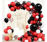 Red Black White Balloon Arch Kit, Confetti Balloons, 102Pcs 18 12 10 5 Inch Different Sizes Balloon Garland, Latex Balloons, Perfect for Birthday, Wedding, Christmas & Hen Party Decorations