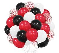 Red Black White Balloons - 30 Pcs 12 Inch Red Black White Latex Helium Balloons, for Wrestlinss Birthday Party, Graduation, Casino, Poker Card Theme Party Decoration(Unisex)