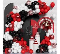 Red Black White Balloons Garland Arch Kit, 148Pcs Red Black White Balloons Arch Kit with Confetti Balloons for Boy Girl Party Birthday Graduation Anniversary Racing Car Poker Card Decorations Supplies