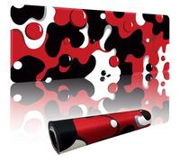 Red Black White Bubble XL Mouse Pad,Thicken Waterproof Large Cool Gaming Mousepad with Stitched Edge,Anime Cool Geometric Spotted Dog Mousepad Non-Slip Base Mouse Keyboard Mat 800x300x3mm