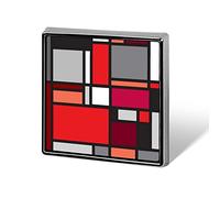 Red Black White Geometric Memphis, Indian, Brazilian, Mexican Checker Square Badge Smooth Surface Lapel Tie Pin, Lightweight Badge for Women Men Office Worker Nurse Teacher Student Shirts Backpack