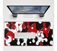 Red Black White Mouse Pad Extended 3XL Cool Geometric Japanese Extended Desk Mat 120X60cm Non-Slip Rubber Base Stitched Edge Large XXXL Mousepad for Desk Gaming Laptop Desktop,47.2x23.6 Inch